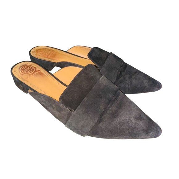 Tory Burch Rosalind Mule Womens Black Suede Pointed-Toe Slides Size 8M Leather - Picture 4 of 13